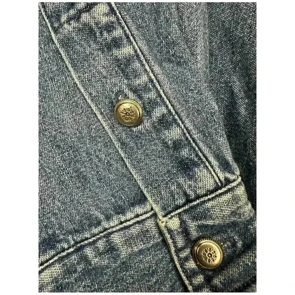 Vintage 90s Santa Fe Blues Retro Boho Denim Zip Up Shirt with Velvet Collar, M - Picture 7 of 7
